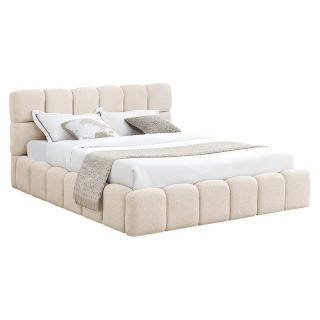 Manželská posteľ, 160x200, s roštom, béžová látka, SORELA