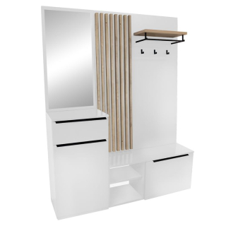 Predsieňová zostava, 150cm, biely lesk, dub artisan, ALIVA V2