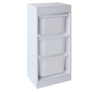 Regál s úložnými boxami, 42cm, biely, DUVAN