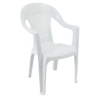 Záhradné stohovateľné kreslo, biely plast, MEDRO