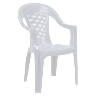 Záhradné stohovateľné kreslo, biely plast, MEDRO