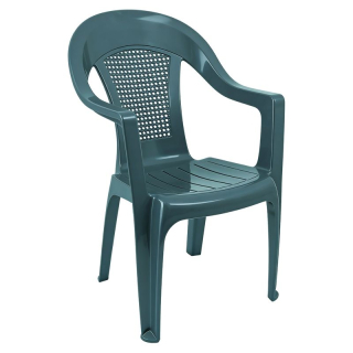 Záhradné stohovateľné kreslo, zelený plast, MEDRO