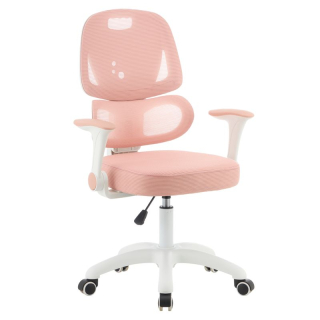 Otočná stolička, ružová sieťovina, biely plast, LISTER