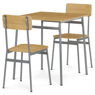 Jedálenský set s 2 stoličkami, 70x70cm, MDF dub, AUT-O2122 OAK