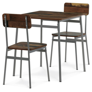 Jedálenský set s 2 stoličkami, 70x70cm, MDF old wood, AUT-O2122 OLW2