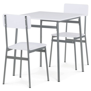Jedálenský set s 2 stoličkami, 70x70cm, MDF biela, AUT-O2122 WT
