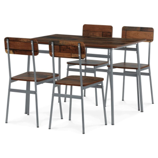 Jedálenský set, 4 stoličky, 110x70cm, MDF old wood, AUT-O2156 OLW2