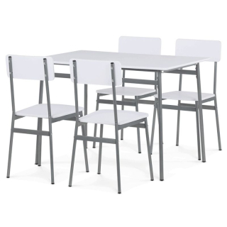 Jedálenský set, 4 stoličky, 110x70cm, MDF biela, AUT-O2156 WT