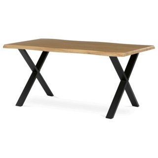 Jedálenský stôl 160x90cm, MDF divoký dub, kov čierny, HT-F4316 OAK