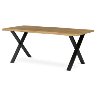 Jedálenský stôl 180x90cm, MDF divoký dub, kov čierny, HT-F4318 OAK