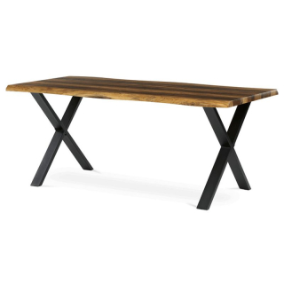 Jedálenský stôl 180x90cm, MDF old wood, kov čierny, HT-F4318 OLW