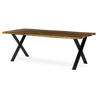Jedálenský stôl 210x100cm, MDF old wood, kov čierny, HT-F4321 OLW