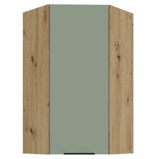 Horná rohová skrinka, 60cm, aquamarine, dub artisan, ARSANY 60x60 GN-108 1F