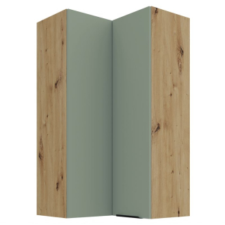 Horná rohová skrinka, 60cm, aquamarine, dub artisan, ARSANY 60x60 GN-108 2F