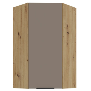 Horná rohová skrinka, 60cm, sandgrau, dub artisan, FRISBO 60x60 GN-108 1F