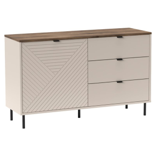 Komoda, 125cm, kombinovaná, kašmír, dub castello, EYCO 1D3S