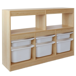 Organizér s úložnými boxami, 120cm, dub, biely, TRIVIX