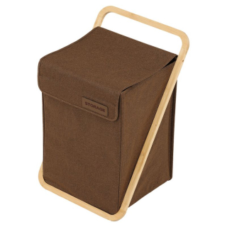 Kôš na prádlo, polyester, bambusová konštrukcia, farba hnedá