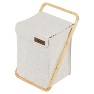Kôš na prádlo, polyester, bambusová konštrukcia, farba krémová