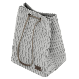 Kôš na prádlo, polyester a papier, sťahovací, farba sivá