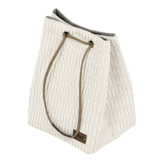 Kôš na prádlo, polyester a papier, sťahovací, farba biela
