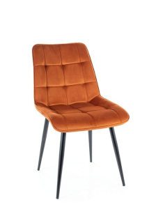 Jedálenská stolička, oranžová látka, nohy kov čierny, Signal, CHIC VELVET