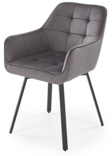 Jedálenská stolička, sivá velvet látka, čierny kov, K-588