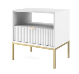 Nočný stolík, 54cm, biely, zlatý, NOVA GOLD S54