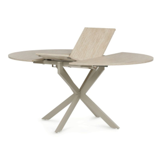 Jedálenský stôl rozkladací, 120-160x120 cm, melamín, travertin, DT-I1120 TRV
