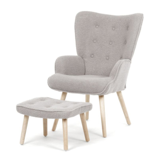 Relaxačné kreslo, ušiak, sivá látka bouclé, AK-319 GREY2