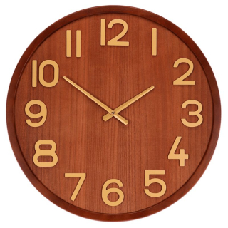 Hodiny nástenné, pr. 60 cm, drevo a MDF, imitácia dyhy, HW4020