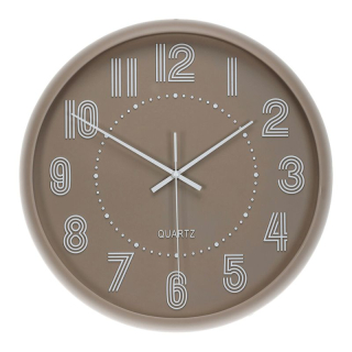 Hodiny nástenné, pr. 41 cm, plastové, pruhované číslice, hnedé, HW4025 BR