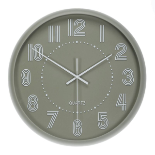 Hodiny nástenné, pr. 41 cm, plastové, pruhované číslice, zelené, HW4025 GRN