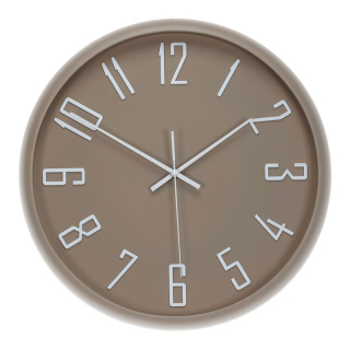 Hodiny nástenné, pr. 41 cm, plastové, biele číslice, hnedé, HW4026 BR