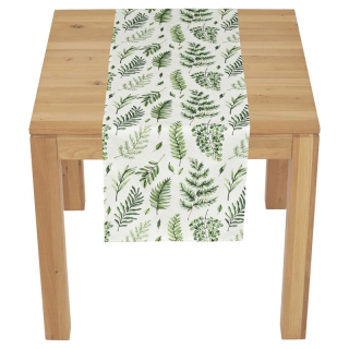 Behúň mix zelených listov, 100% polyester, 40x150cm, UBR127-2