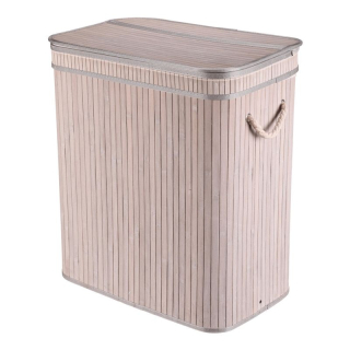 Kôš na prádlo, 52cm, bambusový, s vekom, sivý, DB2000 GREY