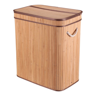 Kôš na prádlo, 52cm, bambusový, s vekom, prírodný, DB2000 NAT