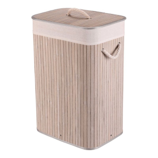 Kôš na prádlo, 40cm, bambusový, s vekom, sivý, DB2001 GREY
