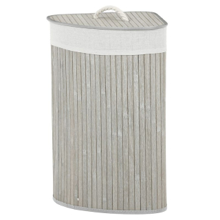 Kôš na prádlo, 35cm, bambusový, rohový s vekom, sivý, DB2002 GREY