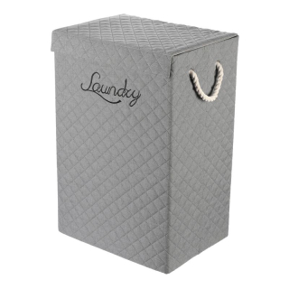Kôš látkový, krabica s uchami a vekom, vysoký, sivý, DT3002 GREY