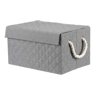 Kôš látkový, krabica s uchami a vekom, nízky, sivý, DT3003 GREY