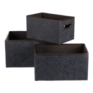 Kôš regálový, látkový s ušami, modrý, sada 3 ks, DT3010 BLUE