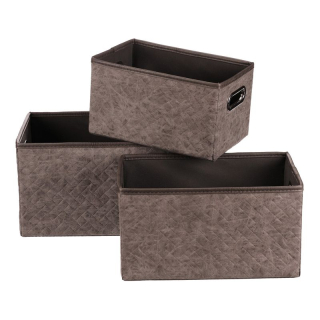 Kôš regálový, látkový s ušami, sivý, sada 3 ks, DT3010 GREY