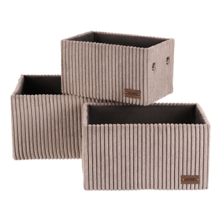 Kôš regálový, menčestrový poťah, sivý, sada 3 ks, DT3016 GREY