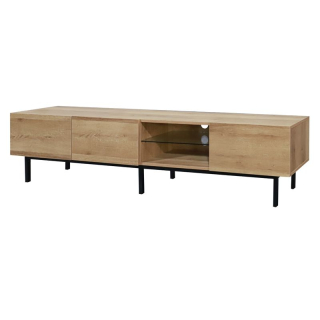 TV stolík, 175cm, dub, čierny, BASTIEN