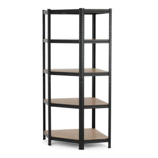 Rohový regál, 75cm, kov, čierny, AUR-G2075 BK