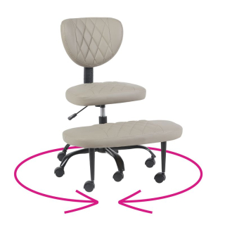 Ergonomická kľakačka, 44cm, sivohnedá Taupe ekokoža, čierny kov, SAMER