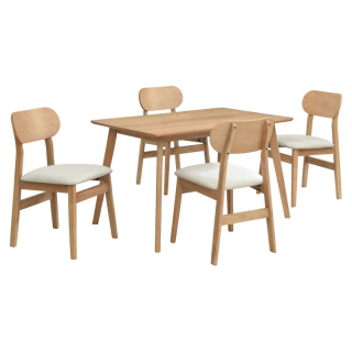 Jedálenský set 1+4, 120x75, dub prírodný, béžová látka, FALEN