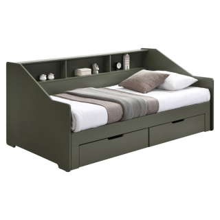 Rozkladacia posteľ s úložným priestorom, 90-180x200, sivozelená, MONETA
