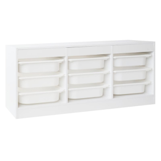 Organizér, s úložnými boxami, 120cm, biely, TRIMAL NEW